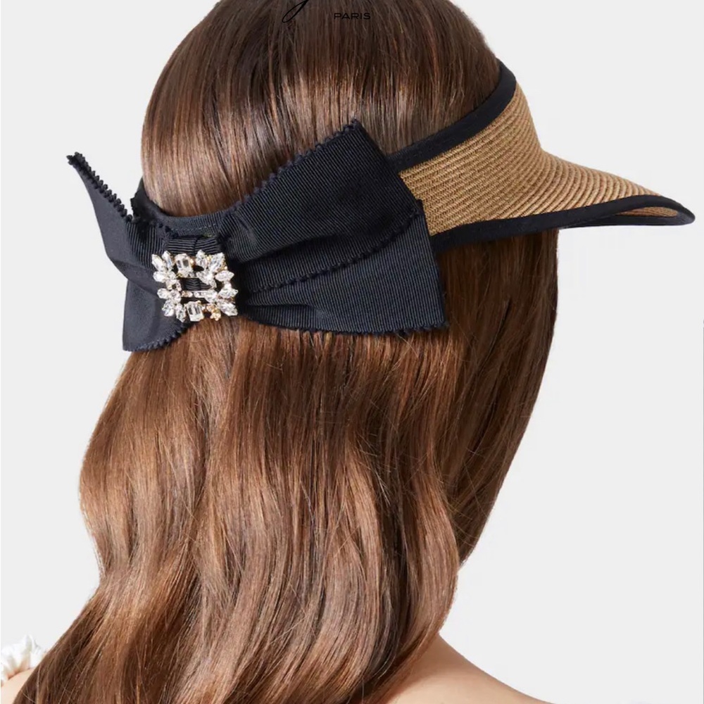 Roger Vivier Broche Straw Buckle Visor Sz Large
